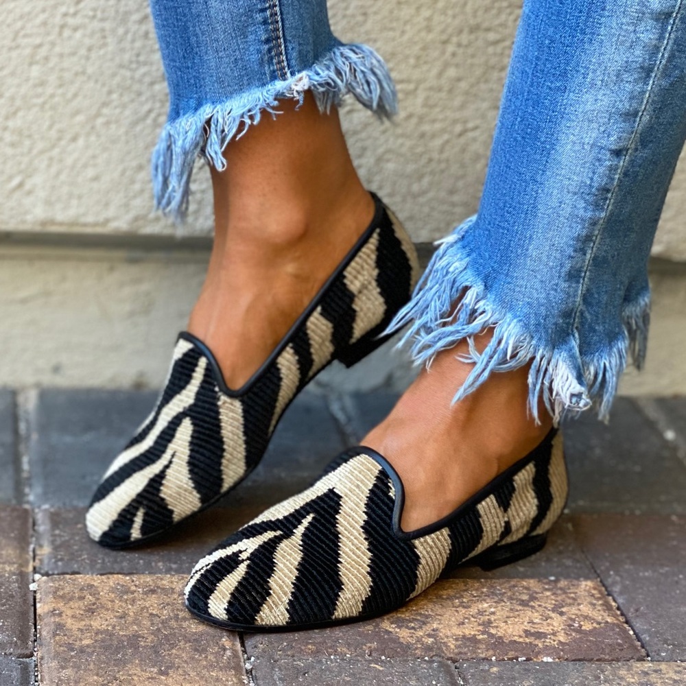 Anthropologie Zebra Print Striped Flat Loafer Flat - Picture 4 of 12